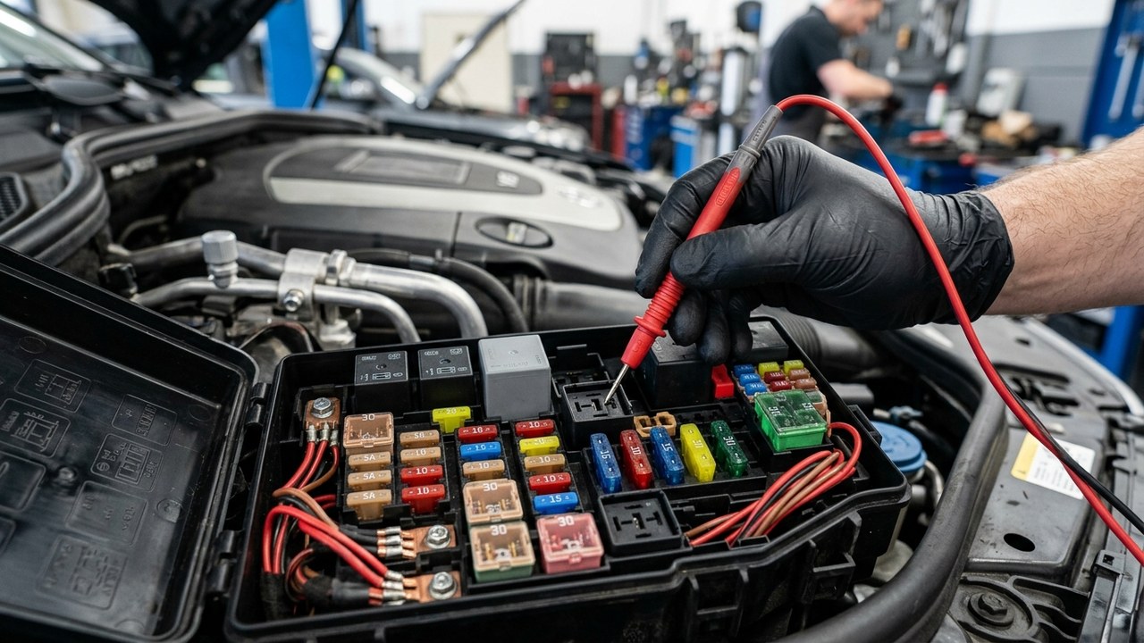 Проверка реле и силового предохранителя компрессора Mercedes GL